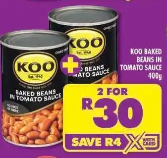 Shoprite Koo Baked Beans in Tomato Sauce 400g offer