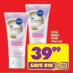 Shoprite NIVEA BUBBLE FOAM 50ml each offer