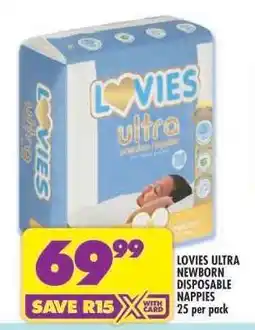 Shoprite Lovies Ultra Newborn Disposable Nappies offer