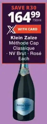 Checkers Klein Zalze Méthode Cap Classique/ NV Brut/ Rosé offer