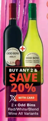 Checkers Odd Bins Red/ White/ Blend Wine All Variants offer