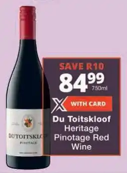 Checkers Du Toitskloof Heritage Pinotage Red Wine offer