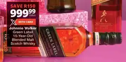 Checkers Johnnie Walker Green Label 15-Year-Old Blended Malt Scotch Whisky offer