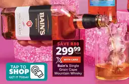 Checkers Bain's Single Grain Cape Mountain Whisky offer