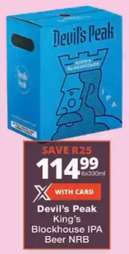 Checkers Devil's Peak King's Blockhouse IPA Beer NRB offer