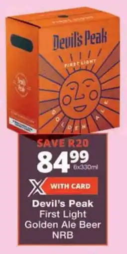 Checkers Devil's Peak First Light Golden Ale Beer NRB offer