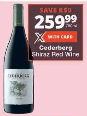 Checkers Cederberg Shiraz Red Wine offer