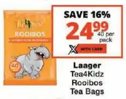 Checkers Laager Tea4Kidz Rooibos Tea Bags offer