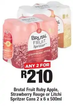 OK Liquor Brutal Fruit Ruby Apple, Strawberry Rouge or Litchi Spritzer Cans offer
