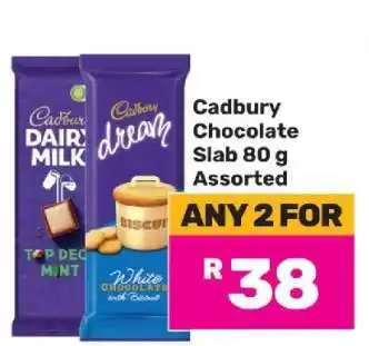 Game Cadbury Chocolate Slab 80 g Assorted offer