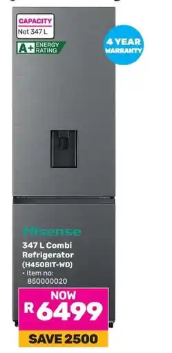 Game Hisense 347 L Combi Refrigerator (H450BIT-WD) offer