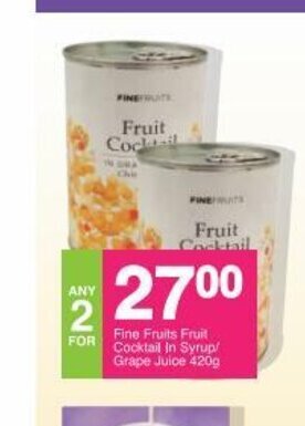 Save Fine Fruits Fruit Cocktail in Syrup / Grape Juice 420g offer
