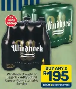 Pick n Pay Liquor Windhoek Draught or Lager Cans or Non-returnable Bottles offer