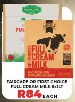 1UP Faircape or first choice full cream milk offer
