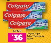 Game Colgate Triple Action Toothpaste-For 3 x 100ml offer