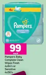 Game Pampers Baby Complete Clean Wipes Fresh 4 x 64's Or Sensitive 4 x 56's Pack-Each offer