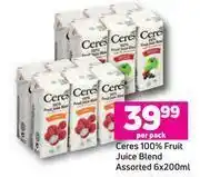 Game Ceres 100% Fruit Juice Blend Assorted-6 x 200ml Per Pack offer