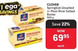 Makro CLOVER Springbok Unsalted or Mooi River Salted Butter offer