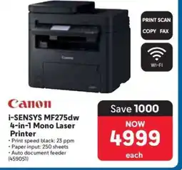 Makro Canon i-SENSYS MF275dw 4-in-1 Mono Laser Printer offer