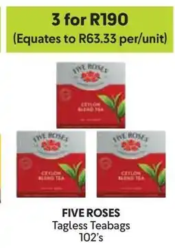 Makro FIVE ROSES Tagless Teabags 102's offer