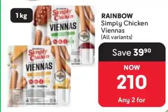Makro Rainbow Simply Chicken Viennas offer
