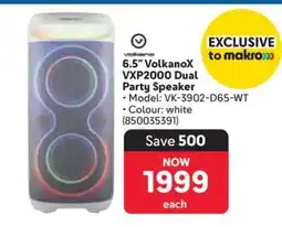 Makro 6.5” VolkanoX VXP2000 Dual Party Speaker offer