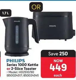 Makro PHILIPS Series 1000 Kettle or 2-Slice Toaster offer