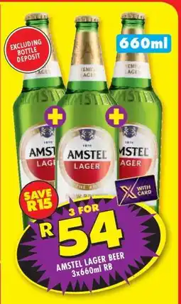 Shoprite AMSTEL LAGER BEER 3x660ml RB offer