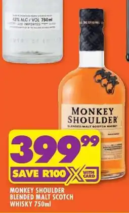 Shoprite Monkey Shoulder Blended Malt Scotch Whisky 750ml offer
