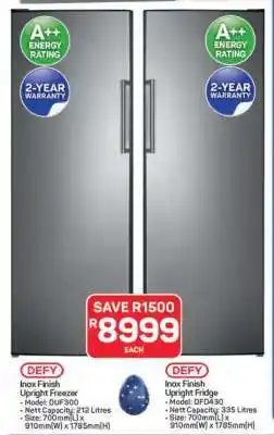Pick n Pay Hypermarket DEFY Inox Finish Upright Freezer offer