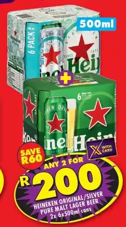Shoprite HEINEKEN ORIGINAL/SILVER PURE MALT LAGER BEER offer