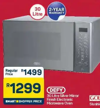 Pick n Pay Hypermarket DEFY 30 Litre Silver Mirror Finish Electronic Microwave Oven offer