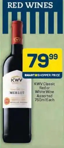 Pick n Pay KWV Classic Red or White Wine Assorted 750ml Each offer
