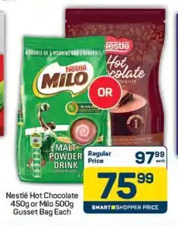 Pick n Pay Nestlé Hot Chocolate 450g or Milo 500g Gusset Bag Each offer