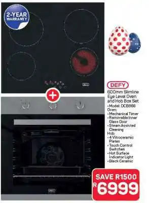 Pick n Pay Hypermarket DEFY 600mm Slimline Eye Level Oven and Hob Box Set offer