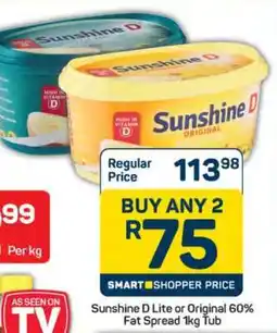 Pick n Pay Sunshine D Lite or Original 60% Fat Spread 1kg Tub offer