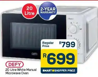 Pick n Pay Hypermarket DEFY 20 Litre White Manual Microwave Oven offer