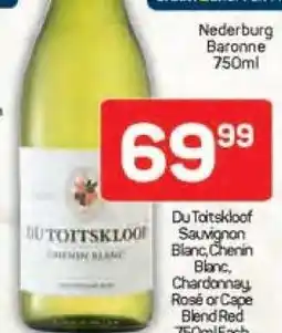 Pick n Pay Du Toitskloof Sauvignon Blanc, Chenin Blanc, Chardonnay, Rosé or Cape Blend Red 750ml offer