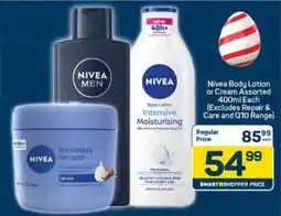 Pick n Pay Nivea Body Lotion or Cream Assorted 400ml Each offer
