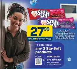 Pick n Pay Sta-Soft Concentrated Fabric Softener Assorted 500ml Refill Each offer