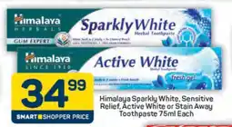 Pick n Pay Himalaya Sparkly White, Sensitive Relief, Active White or Stain Away Toothpaste 75ml Each offer