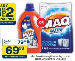 Pick n Pay Maq Auto Washing Powder 2kg or Auto Liquid Detergent 1.5 Litre Each offer
