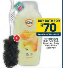 Pick n Pay PnP Bodysure Bath Puff Back Brush and Body Wash 400ml Assorted offer