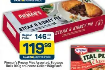 Pick n Pay Pieman's Frozen Pies Assorted, Sausage Rolls 160g or Cheese Griller 180g Each offer