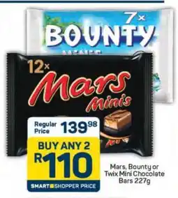 Pick n Pay Mars, Bounty or Twix Mini Chocolate Bars 227g offer