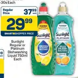 Pick n Pay Sunlight Regular or Platinum Dishwashing Liquid 750ml offer