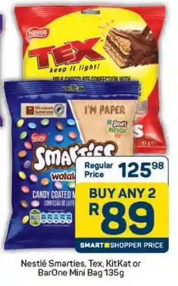 Pick n Pay Nestlé Smarties, Tex, KitKat or BarOne Mini Bag 135g offer