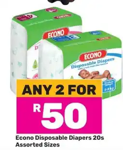 Game Econo Disposable Diapers 20s Assorted Sizes offer