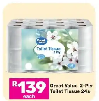 Game Great Value 2-Ply Toilet Tissue 24s offer