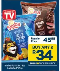Pick n Pay Simba Potato Chips Assorted 120g offer